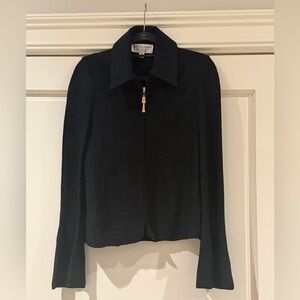 St. John Black Zip-Front Blazer Jacket